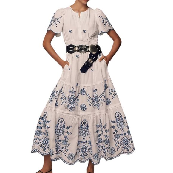 Anthropologie Dresses & Skirts - Anthropologie The Somerset Maxi Dress Eyelet Embroidered Peasant Prairie Size S